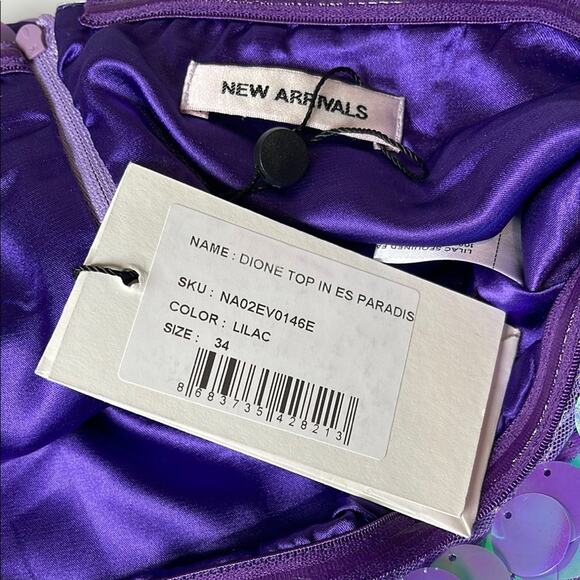 The New Arrivals by Ilkyaz Ozel Dione Sequin Strapless Lilac Crop Top Size 2 - Picture 8 of 9